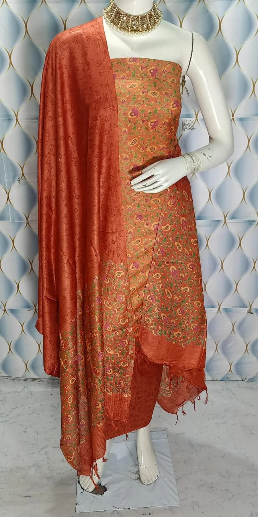 Elegant Katan Silk Full Suit – A Timeless Blend of Luxury and Tradition